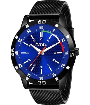 HMTe - Black Leather Analog Men's Watch
