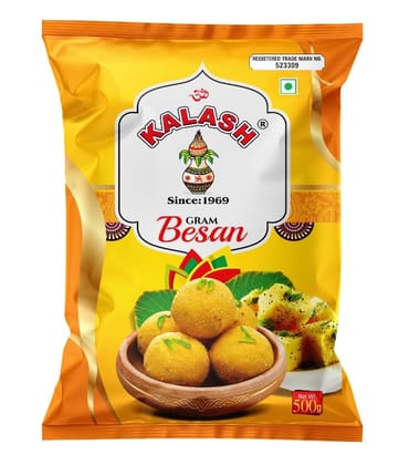 Kalash 100% Chana Dal Fine Besan, Gram Flour, 500gm