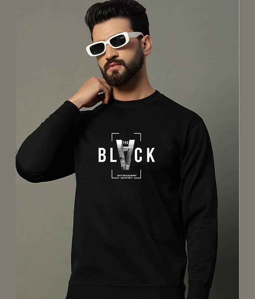 JUGULAR Cotton Regular Fit Printed Full Sleeves Men's Round T-Shirt - Black ( Pack of 1 )