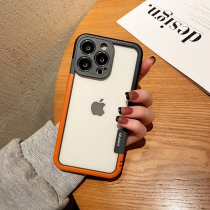 iPhone 14 Series Soft TPU Bumper Frame Edge Protection Case With Camera Protection-iPhone 14 / Orange & Black