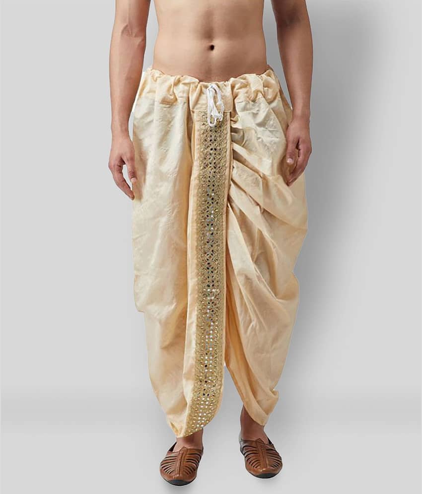 GN hub - Beige Silk Men's Dhoti ( Pack of 1 )