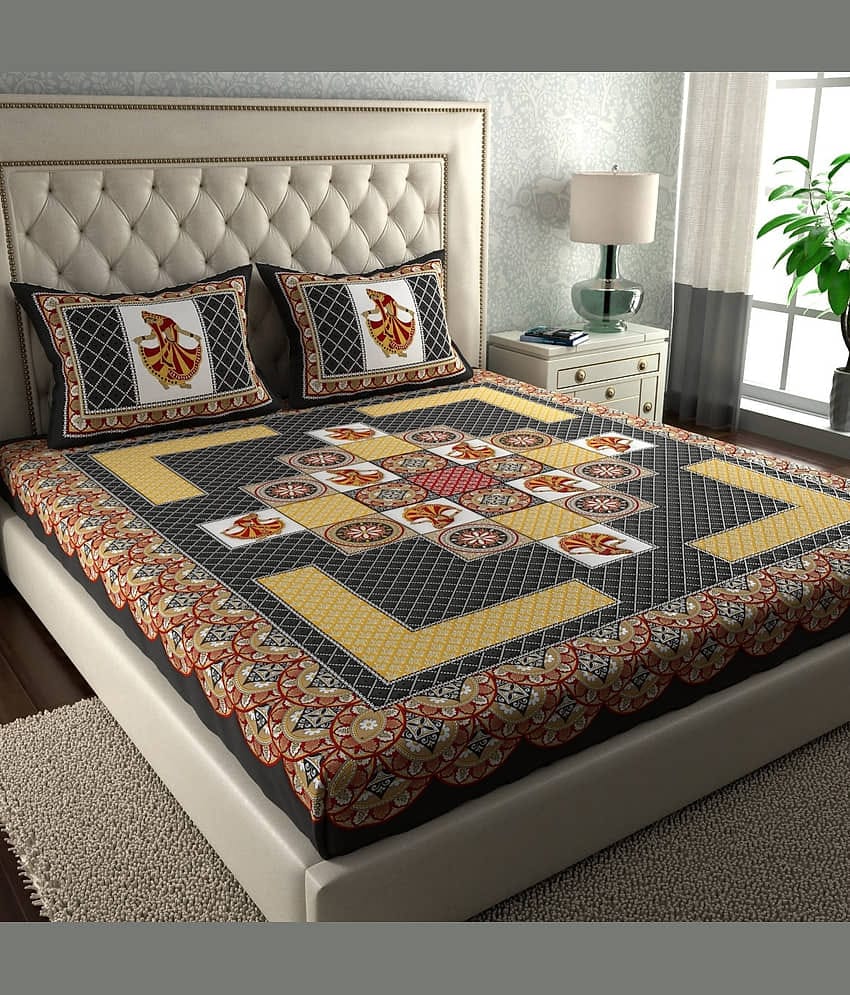 Cosito Cotton 1 Double Bedsheet with 2 Pillow Covers ( Dark Grey )