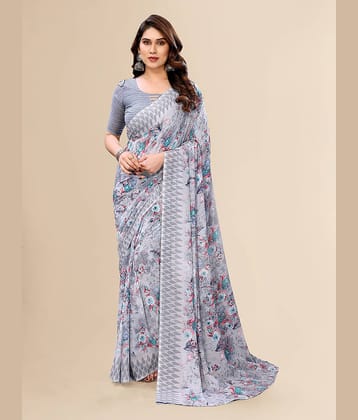 ANAND SAREES Georgette Printed Saree With Unstitched Blouse Piece ( Peach )