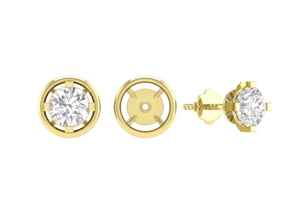 Gold Aureole Round Ear Studs