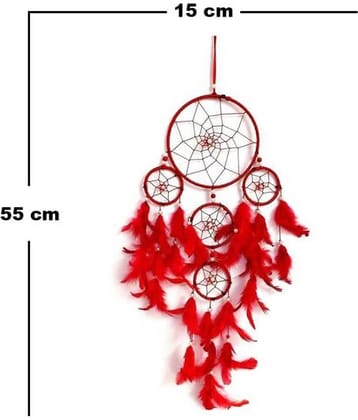 new lucky Feather Red Dream Catcher - Pack of 1