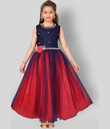 Aarika Net Gown For Girls ( Pack of 1 , Blue & Red )