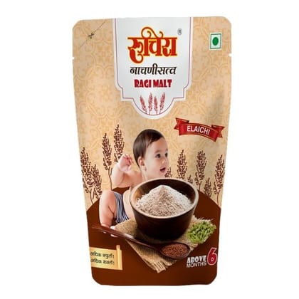 Ruchira Ragi Malt Elaichi (200g) | Sprouted Finger Millet with Cardamom Flavor | Nutritious Energy Drink Mix
