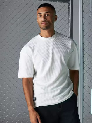 Seersucker White T-Shirt-S / White