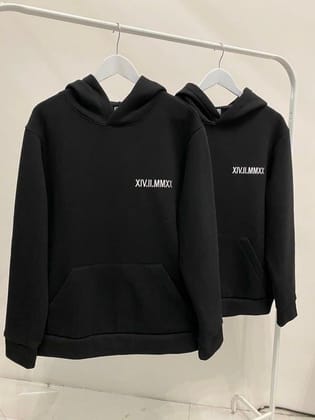 Roman Dates Printed Hoodies-Grey / S