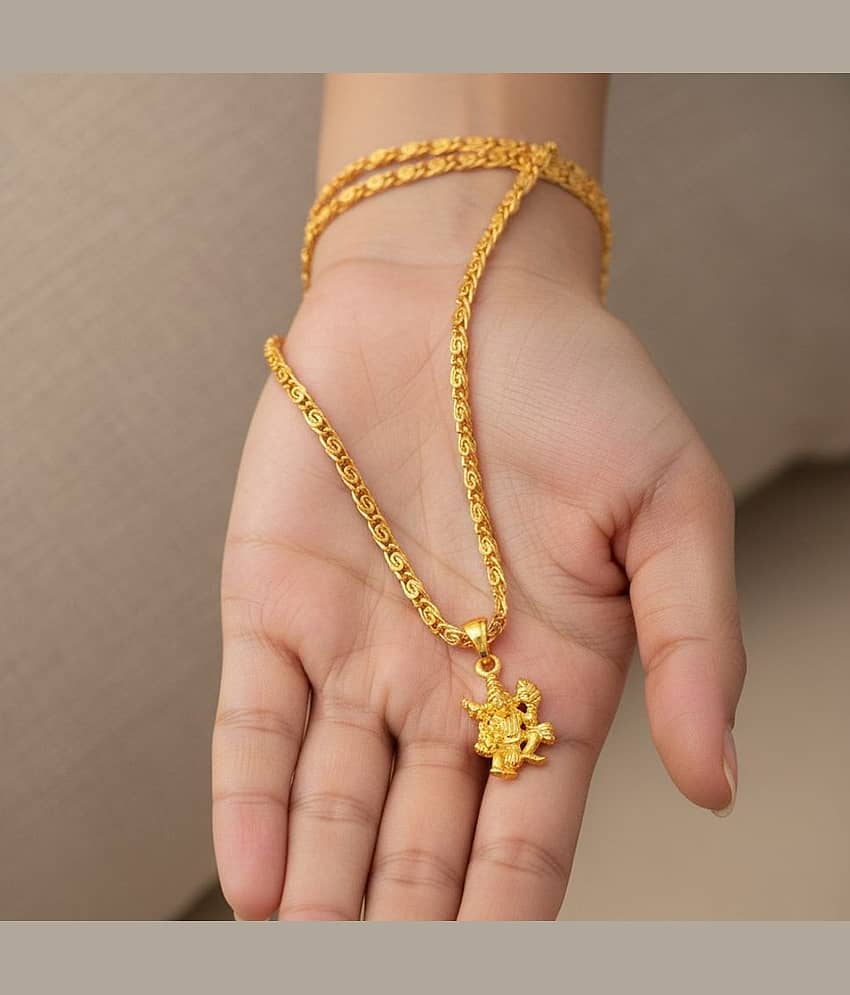 Charms Gold Religious Pendant With Chain ( Pack of 1 )