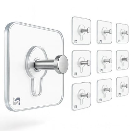 Screw Hanger Hooks-No Hole Hook Home Traceless Sticker Wall Mounted Strong Non-Marking Stickers Perforated Stainless Steel Screw Patches( Pack of 10)
