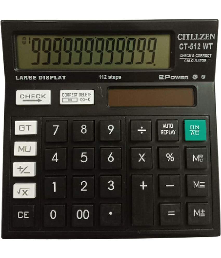 2340 F- 1PC  BLACK  CT-512WT  CALCULATOR 120 Steps Check & Correct 12 Digit Premium Desktop Calculator( PACK OF 1)