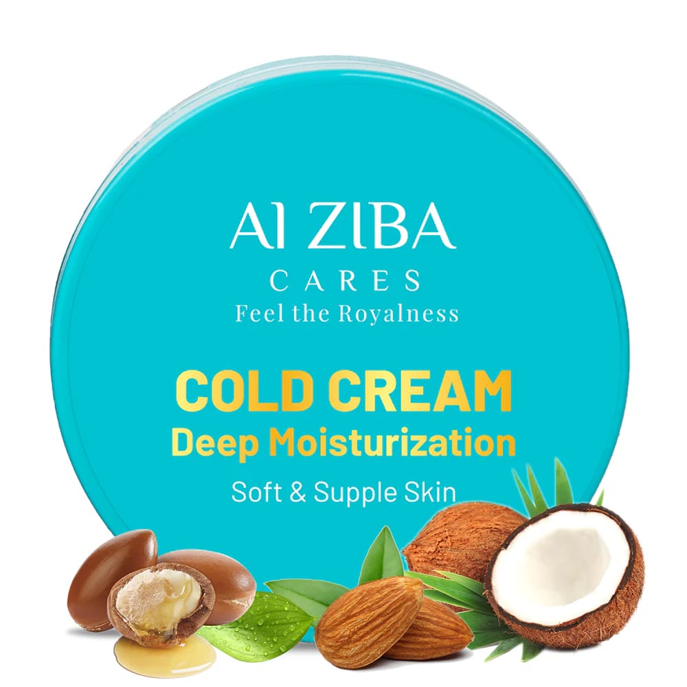 ALZIBA CARES Vegan Deep Moisturization Cold Cream with Shea Butter, Argan, Olive, Almond, Coconut & Rose Oil and Vitamin E | For Deep Moisturization, Soft and Supple Skin | 100GMs | for Men and Women, all Skin Types