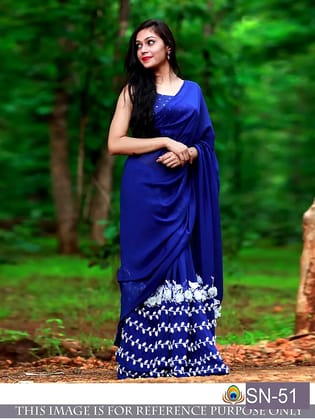 Georgette Saree With Banglori Silk Blouse (Color - Black) by SHIV TEXTILES