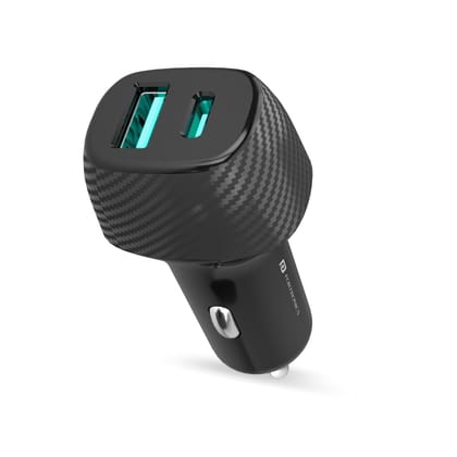 Portronics Car Power 6 51W Fast Car Charging Adapter with Dual Output Ports(PD Type C+ Mach USB-A) Compatible with iPhones, Android Smartphones, Tablets & More(Black) Black