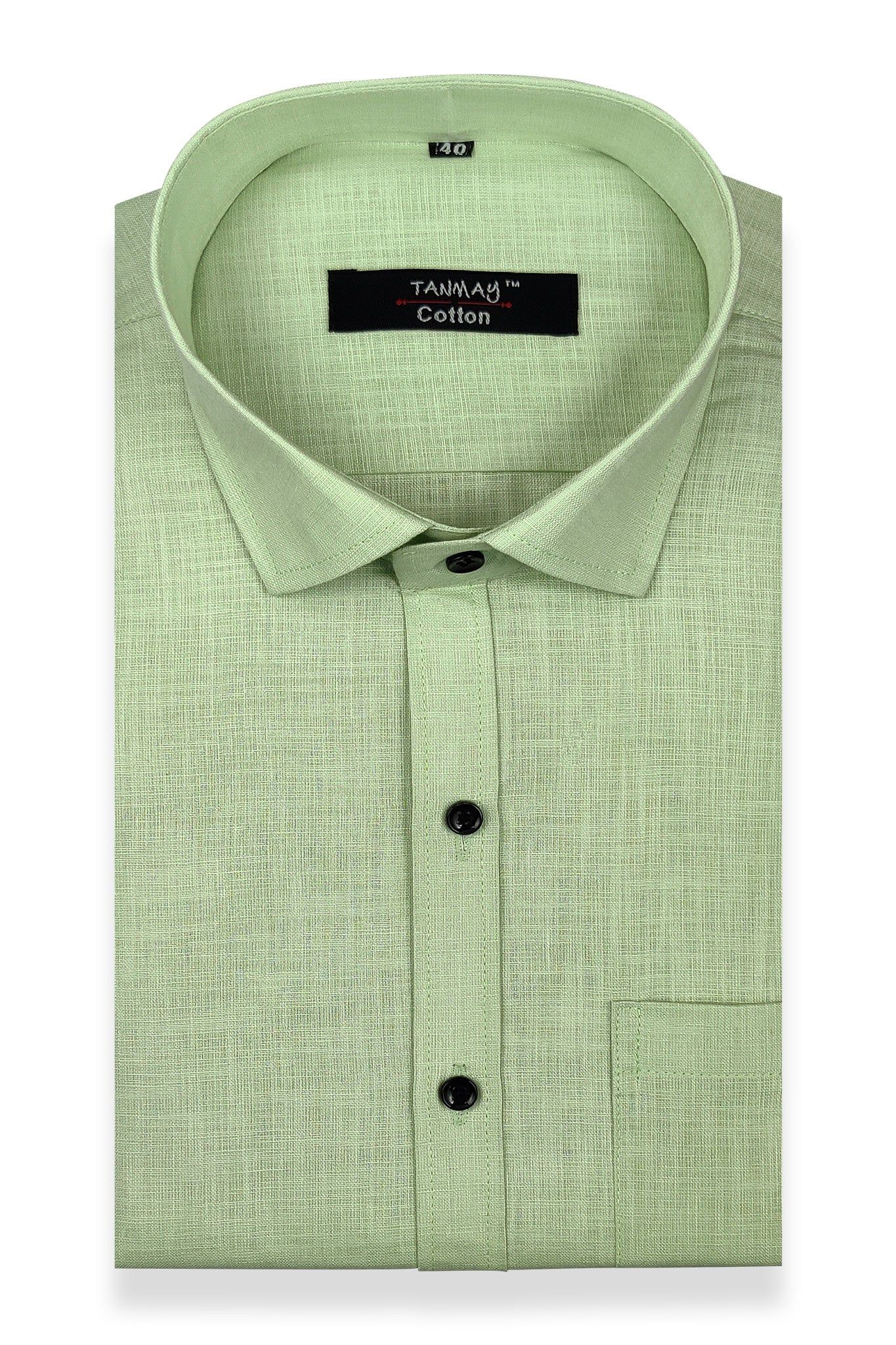 Olive Green COLOR LINEN COTTON SHIRT FOR MEN-M (38 Inch) (98 CM) / Full