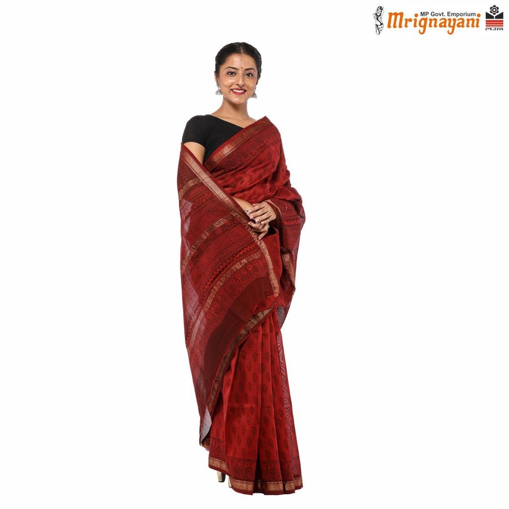 HANDLOOM MAHESHWARI SILK SAREE WITH BLOUSE (SKU - 3I0101170522, SAREE-1068) - Sarees | Buy online on ZillyBuy