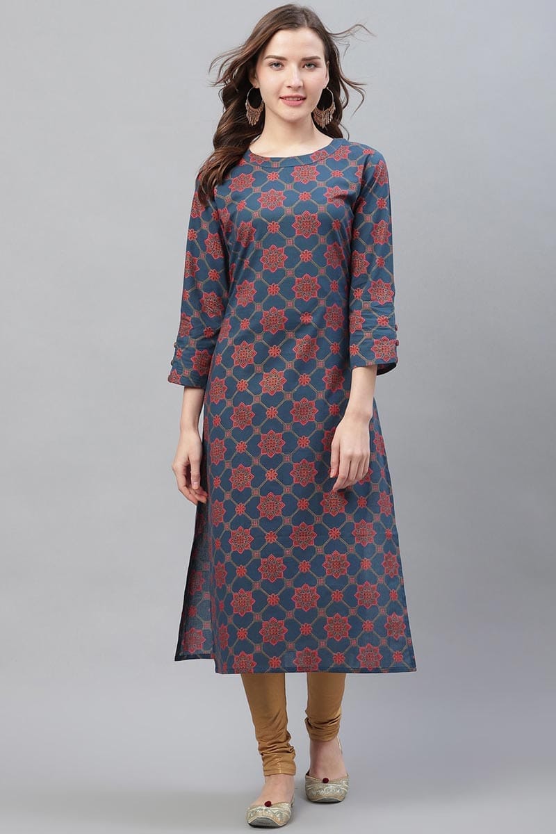 Women Cotton Printed Simple Daily Wear Kurti VCK1552
