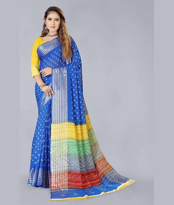 Bhuwal Fashion Chiffon Printed Saree With Unstitched Blouse Piece ( Green )