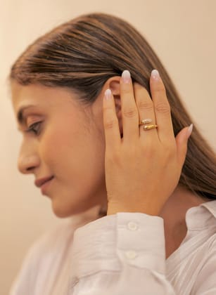 Courage Embrace Ring-STAINLESS STEEL / GOLDEN / ADJUSTABLE