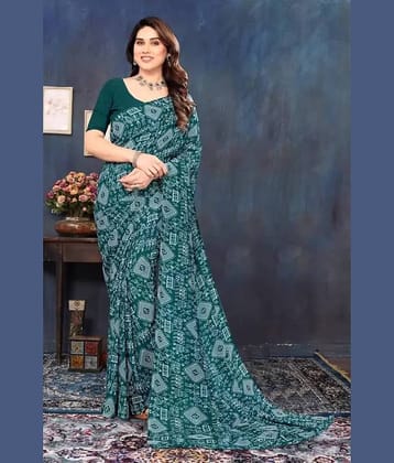 Samai Georgette Printed Regular Saree With Unstitched Blouse Piece ( Rama )