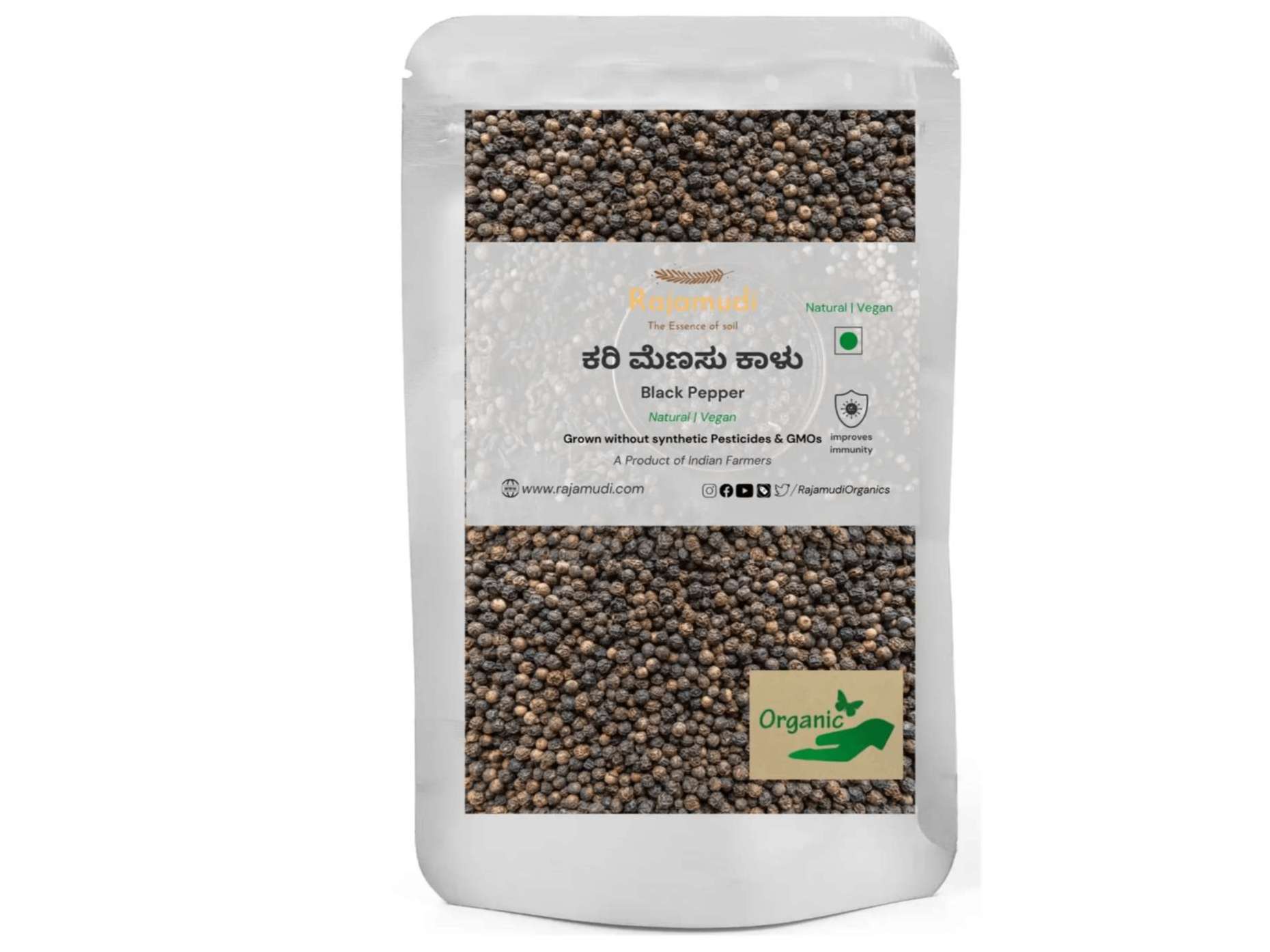 Rajamudi Organics  Black Pepper - Kali Mirch   - 100 Gram