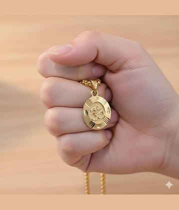 Charms Gold Religious Pendant With Chain ( Pack of 1 )