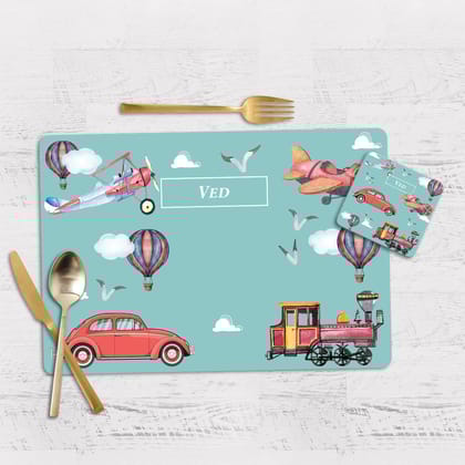 Transport Tableware Set (kids)-Turquoise / Flexible (matte finish) PVC Mats