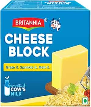 Britannia Processed Cheese Block - Goodness of Cow's Milk, 1 kg Carton