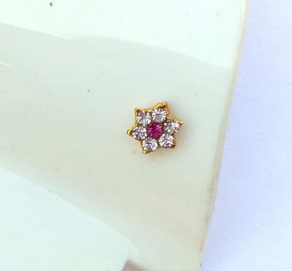 Nose Pin With 7 Nug & Red Nug Accent - Elegant Design