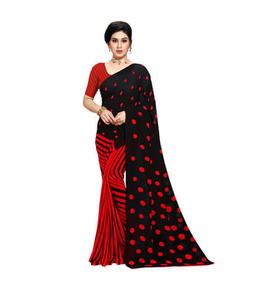 Generic Women's Georgette Saree (Red, 5 - 6 Mtrs)