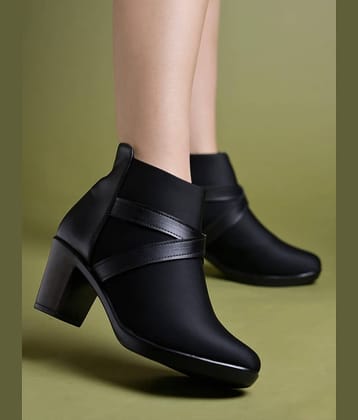 Shoetopia Black Women's Ankle Length Boots
