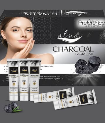 Alna Charcoal Facial Kit 75gm Gives Glowing Skin , Pack of 1