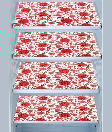 E-Retailer Set of 4 PVC Red Fridge Mats