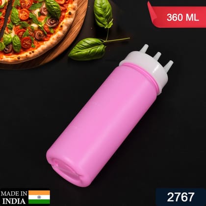 Ketchup Bottles With 3 Nozzle For Sauce, Mayonnaise, Chocolate Syrup Using Bottle Reusable Plastic Bottle ( 360ml )