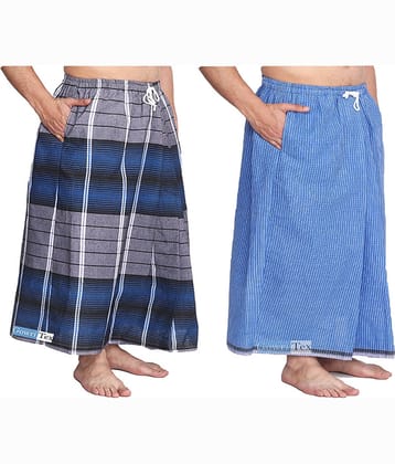 GOWRI TEX Elastic Multicolor Cotton Blend Men's Lungi Dual Pocket ( Pack of 2 )