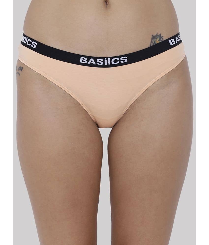 BASIICS By La Intimo Cotton Lycra Solid Women's Bikini ( Beige ) BCPBR08