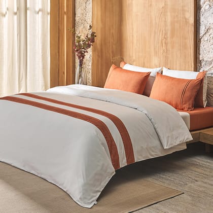 DDECOR - Astoria Collection 100% Cotton Plain & Texture Pattern 180TC Super King Bedsheet |274 CM X 274 CM| - Orange