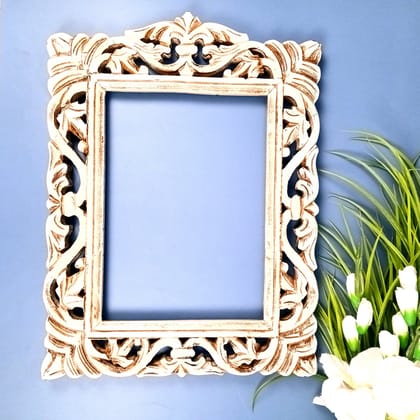 Wooden Frame With Carving | Wood Frame For Photo, Paintings & Mirror - For Home, Wall Decor, Living room, Entrance, Hotels, Resorts & Gifts - 18 Inch