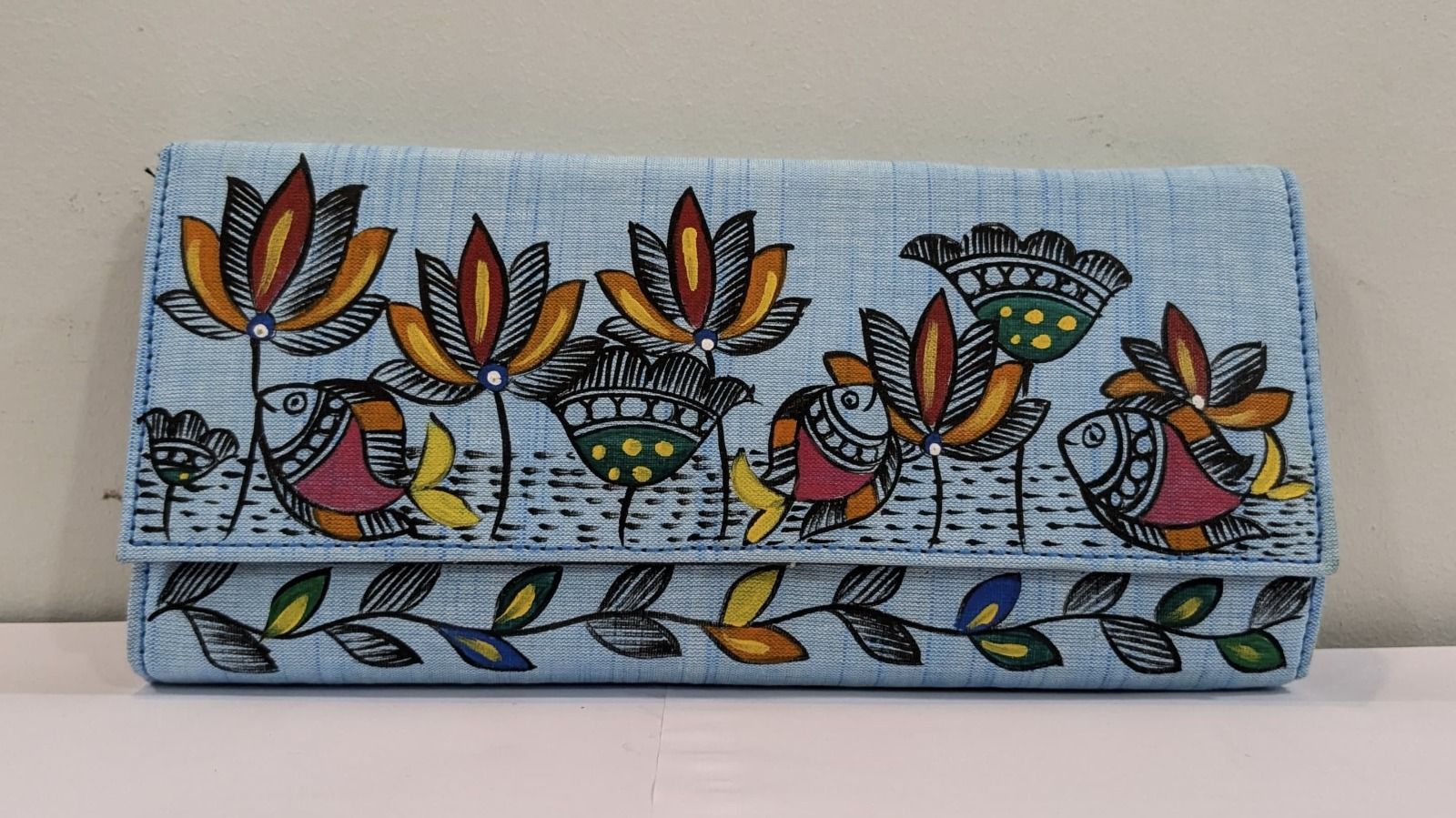 Kalakrishta Clutch - Khadi Cotton Blue