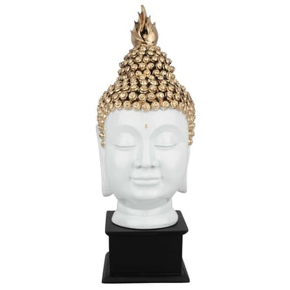 Craftlayout Resin Buddha Head Statue With Base White