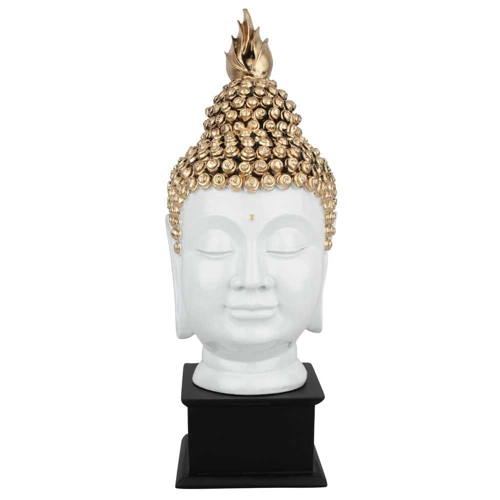 Craftlayout Resin Buddha Head Statue With Base White