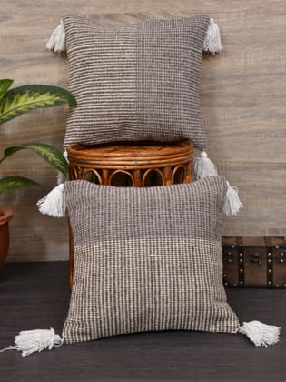 Set of 2 Cotton Cushion Covers - 16 Inches-16X16 Inches / Square