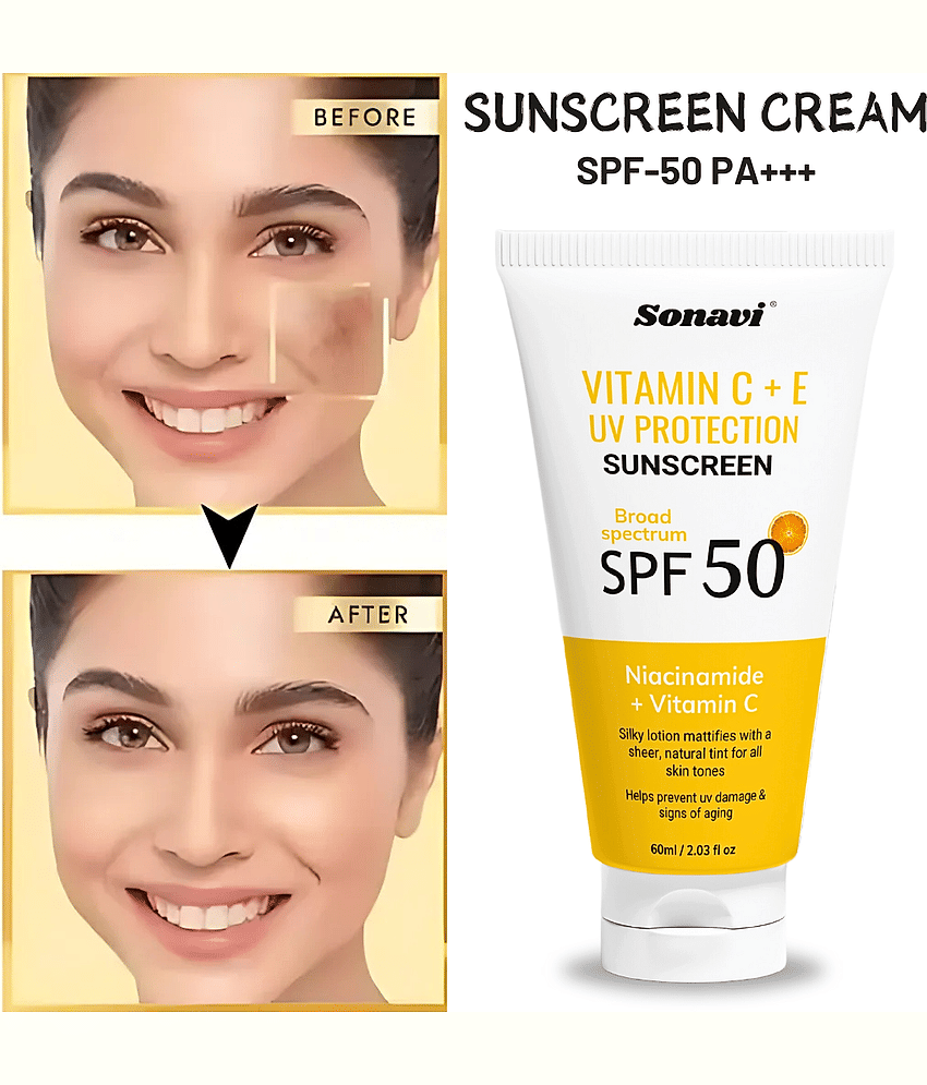Sonavi SPF 50 Vitamin C + E UV Protection Sunscreen Cream, 60ml