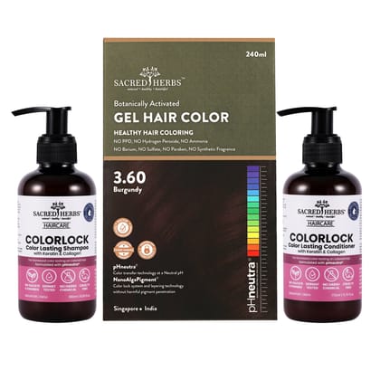 Color Lock Hair Care: Complete Hair Color Premium Pack-Dark Brown + Shampoo-Conditioner