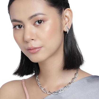 Silver-Plated AD-Studded Jewellery Set