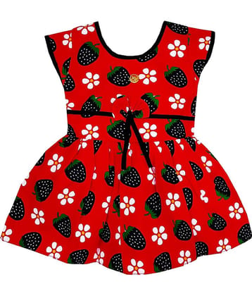 LITTLE PANDA Baby Girls 100% Cotton Frocks ( Red )