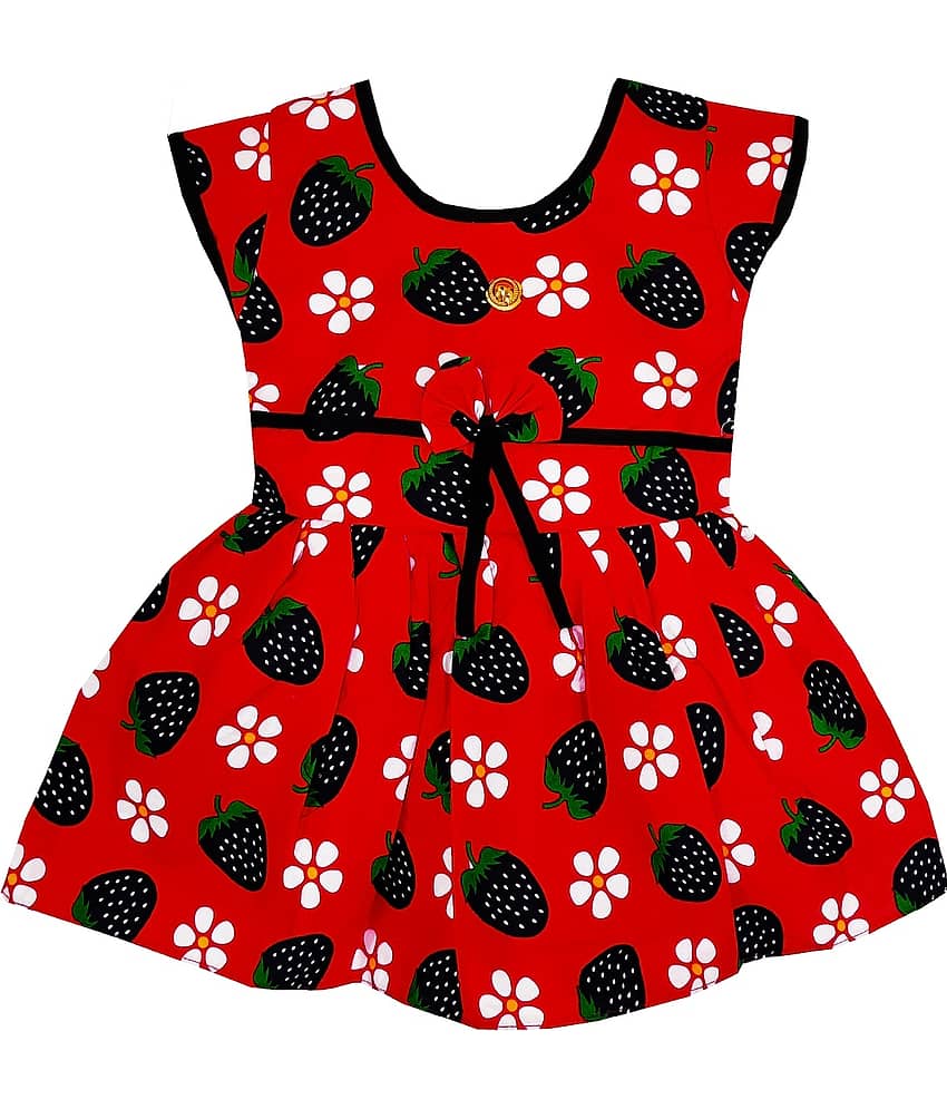 LITTLE PANDA Baby Girls 100% Cotton Frocks ( Red )
