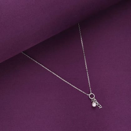 Sterling Silver Love Charm Necklace-Pearl / Silver