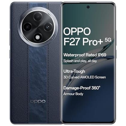 OPPO F27 Pro+ 5G (Midnight Navy, 8GB RAM, 256GB Storage) | 6.7 FHD+ AMOLED Toughest 3D Curved Display|64MP AI Featured Camera|IP69 | 67W SUPERVOOC| with No Cost EMI/Additional Exchange Offers
